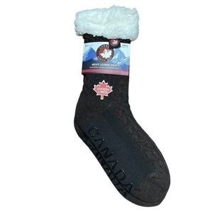 Canada Weather Gear Lounge Socks Sherpa Lined with Grippers - Brown - Size 6-12